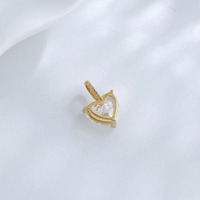 Ciondolo in Oro 18K con Diamante Coltivato in Laboratorio, Minimalista, alla Moda, a Tre Griffe, Versatile, Taglio a Cuore, Gioielli Raffinati da Donna, Collana con Ciondolo Charm