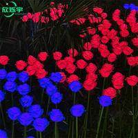Meilleure vente Décoration extérieure artificielle Rose fleur lampe rue jardin décoration lumières