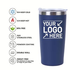 Custom logo 20oz Classic Powder Coated Vacuum Insulated Travel <b>Coffee</b> Mug 20 oz Stainless Steel Tumbler with Lid - Product Image 4
