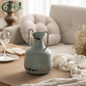 Industrial Metal <b>Vase</b> With Handle Floor <b>Standing</b> Decor For Wedding Home Entryway Flower Shop - Product Image 2