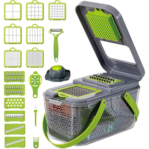 22 in 1 Pro <b>Vegetable</b> Slicer with Handle <b>Vegetable</b> <b>Cutter</b> with Colander Basket and Container <b>Multifunctional</b> <b>Vegetable</b> Chopper - Product Image 1
