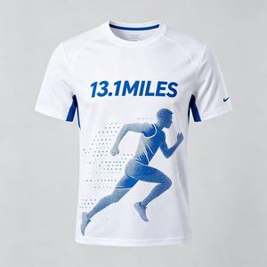 T-shirt de course personnalisé à logo pas cher pour événement de marathon, impression 3D, polyester, sublimation, vierge, publicitaire - Product Image 1