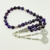 Muslimische Gebetskette Islamisches Ramadan-Geschenk Amethyst 10mm 33-teilig Misbaha Imam-Armbänder Allah-Lobpreis-Tasbih Rosenkranz