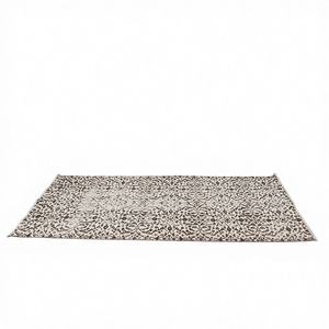 Tapis en laine écologique classique moderne avec envers en latex, design patchwork beige et marron, rectangulaire, pour salle à manger (3,1 x 6,7 pieds) - Product Image 1