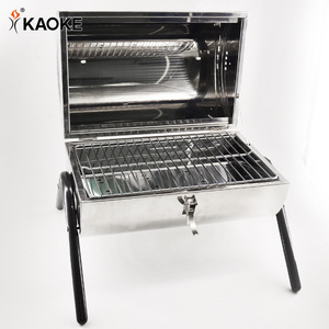 KAOKE 15 Inch Foldable <strong>BBQ</strong> Grill Portable Stainless Steel Grill Camping <strong>BBQ</strong> Grill Outdoor Double <strong>Barrel</strong> Charcoal <strong>BBQ</strong> - Product Image 1