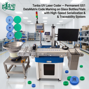 Codeur laser UV Tanba GS1 DataMatrix haute vitesse pour marquage de flacons en verre avec traçabilité un article-un code - Product Image 2