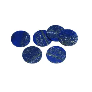 Custom Made 15mm Round Disc Lazurite Double Flat Round Polished Lapis Lazuli Cut Stones