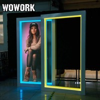 WOWORK Tunnel néon RVB en gros, cabine photo avec contrôle Bluetooth via télécommande/application pour toile de fond d'événements et fêtes