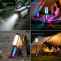 Nouvelle Lanterne de Camping Pliable 3-en-1 RVB Améliorée 10000mAh Type C avec Crochet et Support Réglable à Trois Branches pour Tente Extérieure et Camping