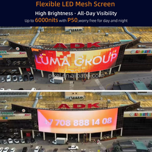 Flexible Soft P50 Full Color Customized Size Intelligent Control Mesh Led Screen for Outdoor Media Facade Daytime Use SH-E18 Led - Product Image 4