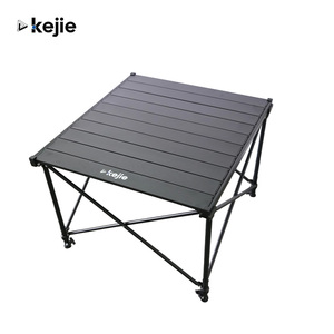 Kejie Custom Logo Square Aluminum Roll <b>Table</b> Outdoor Camping Portable <b>Folding</b> Lightweight <b>Metal</b> Furniture Modern Design 4-Seater - Product Image 1
