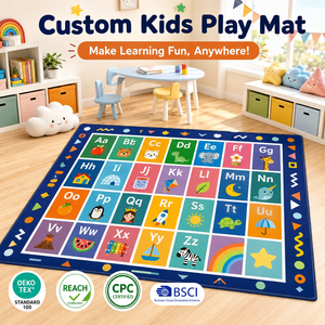 Alfombra Infantil con el Alfabeto ABC Personalizada OEM ODM, Alfombra de Actividades de Aprendizaje Resistente a las Manchas para Jardín de Infancia y Regalos para Bebés - Product Image 1