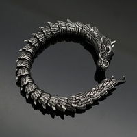 Bracelet en acier inoxydable antique Ouroboros Dragon Snake Bijoux gothiques pour hommes