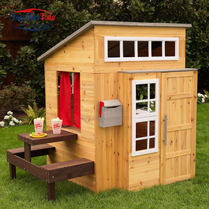 Casa de Juegos Infantil de Madera Resistente para Exteriores, Autoinstalable, Móvil, con Mesa de Picnic y Parrilla para Exteriores - Product Image 3