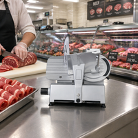 Nouvelle trancheuse à viande congelée commerciale chinoise semi-automatique motorisée de 10 pouces, épaisseur réglable, en alliage d'acier inoxydable, pour la vente au détail