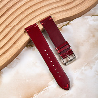 Bracelet en cuir huilé de qualité supérieure avec logo personnalisé, compatible avec les montres connectées, bracelet de montre universel à libération rapide en cuir véritable fin