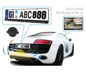 Bibi Sound Backup Radar Zumbador Alarma Marco de licencia europeo Placa de número 3 en 1 Monitor de video Cámara para ayuda de marcha atrás de coche - Product Image 6