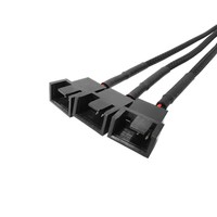 Adaptateur répartiteur de ventilateur à 3 voies (3 broches/4 broches) avec gaine noire pour câble d'alimentation triple port pour ventilateur de refroidissement de PC de bureau