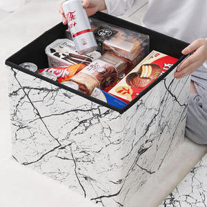 Portaoggetti pieghevole pouf Cube poggiapiedi sgabello in pelle PU panca portaoggetti con sedile imbottito - Product Image 4