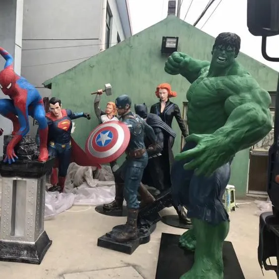 Tamanho de vida figuras de ação realista, homem de fibra de vidro hulk escultura super-herói filme hulk estátua figuras de ação