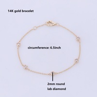 Bracelet unisexe Starsgem en or blanc et jaune 14 carats avec diamants de laboratoire ronds de 2 mm sertis clos, style mignon, 6,5 pouces, fin et élégant