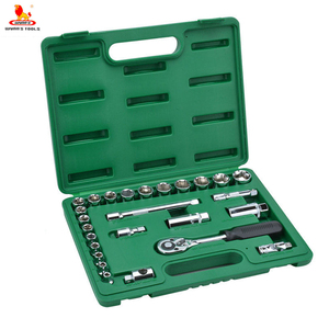Juego de Llaves de Tubo de <span class=keywords><strong>Cromo</strong></span> <span class=keywords><strong>Vanadio</strong></span> de 26 Piezas y 3/8\" DR. Universal para Trabajos Manuales - Product Image 1