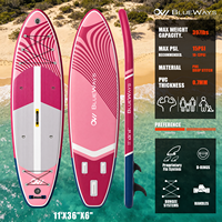 Vente flash : SUP gonflable extra large de 11' x 36'', bleu marine, planche à pagaie Wave Paddle Board V Logo, kit complet tout usage