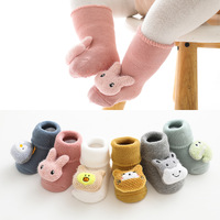 Kaos Kaki Bayi Anti-Slip Motif Hewan Kartun, Bahan Katun Sisir Tebal Terry, Bernapas, untuk Musim Gugur dan Musim Dingin