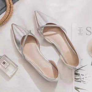 Zapatos Planos de Mujer Plateados Elegantes con Punta en Pico, Antideslizantes y de Boca Baja, Estilo Verano 2025 - Product Image 1