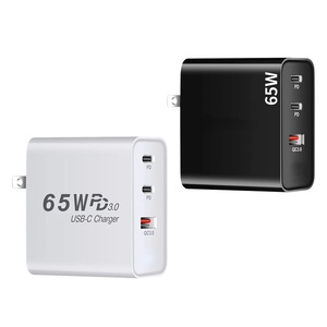Chargeur USB C 65W PD 3.0 à double port, adaptateur de charge rapide pour ordinateur portable, téléphone, tablette - Product Image 1