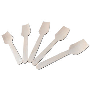 사용자 정의 로고 천연 자작 나무 나무 스페이드 친환경 나무 칼 스푼 나무 식기 세트 아이스크림 스푼 - Product Image 6