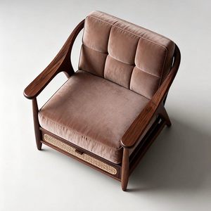 Fauteuil inclinable avec tiroir de rangement, fauteuil moderne en velours de style mid-century pour la maison ou le bureau - Product Image 5