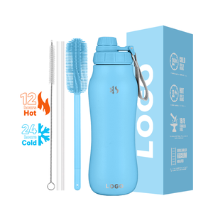 زجاجة مياه ذكية معزولة من الفولاذ المقاوم للصدأ 24 أونصة 32 أونصة مع قارورة فراغية على شكل منحنى مع فرشاة تنظيف - Product Image 4