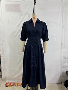 Novedades Primavera-<span class=keywords><strong>Verano</strong></span> 2026, Vestido Midi <span class=keywords><strong>de</strong></span> Moda Europea y Americana para Mujer, con Mangas Abullonadas y Cortas - Product Image 3