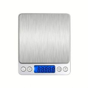 Balance de poche numérique en gros pour cuisine et bijoux, mesure du poids, alimentée par piles, précision 500g, écran LCD rétroéclairé argent et bleu - Product Image 4