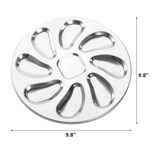 Assiettes <span class=keywords><strong>à</strong></span> <span class=keywords><strong>huîtres</strong></span> en acier inoxydable de haute qualité de 25 CM (9.8 pouces) et <span class=keywords><strong>plateau</strong></span> de service <span class=keywords><strong>Plateau</strong></span> en forme de coquille pour griller avec 8 fentes - Product Image 2