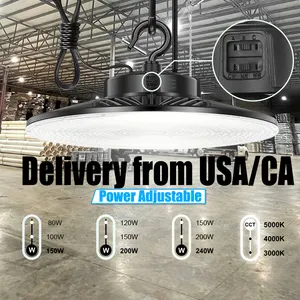UL DLC OEM ODM 100W 150W 200W 240W 300W Power Adjustable Warehouse LED UFO High Bay Lights