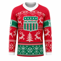 Maillot de hockey de Noël personnalisé en sublimation rouge, chemises de Noël pour hommes, pull
