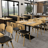 Chaise de salle à manger classique en bois avec pieds en bois, panneau en contreplaqué, ensemble table et chaises de restaurant