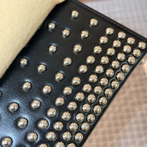 Professional 100% <strong>Handmade</strong> Box Calf Studded Small Purse Luxury Genuine Leather Mini Bag Traditional Saddle Stitched Handbags - Product Image 2
