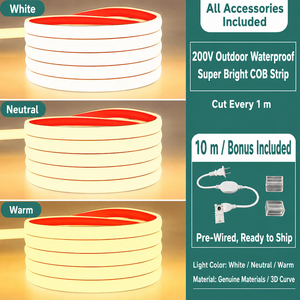 Bande lumineuse LED COB 220V 100m IP67 étanche en silicone sans pilote pour extérieur, jardin, clôture, décoration de Noël et de fête - Product Image 4