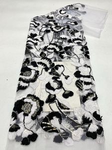 Tela con Bordado de Cuerda en Dos Tonos, Bordado de Cuentas y Bordado de <span class=keywords><strong>Lentejuelas</strong></span> para Vestidos de Mujer, Trajes, Chaquetas y Chalecos de Moda - Product Image 4