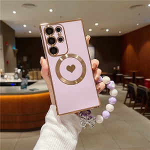 เคสโทรศัพท์มือถือแบบสายรัดข้อมือรูปหัวใจ ชาร์จแม่เหล็กได้ สำหรับ Samsung S25 S21S22 S23 S24Ultra  วัสดุ TPU นิ่มเคลือบผิว - Product Image 6
