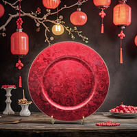 Assiette de présentation Xiangjin 13 pouces en plastique PP avec motif végétal, couleur personnalisée, sans BPA, pour mariages et événements