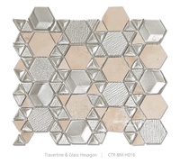 Mosaïque hexagonale en mélange d'argent et de brun pour mur de cuisine