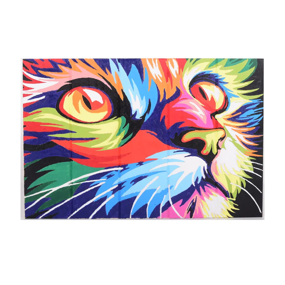 Children Painting 30x40cm DIY Painting On Wood Panel Colorful Cat Paint By Number For Adults And Child