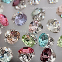 Ornement de nail art K9 sans fond, forme œuf de pigeon, motif diamant, ovale, couleurs rose vif, rouge, bleu, violet, fini, fait main, accessoire en forme de boule