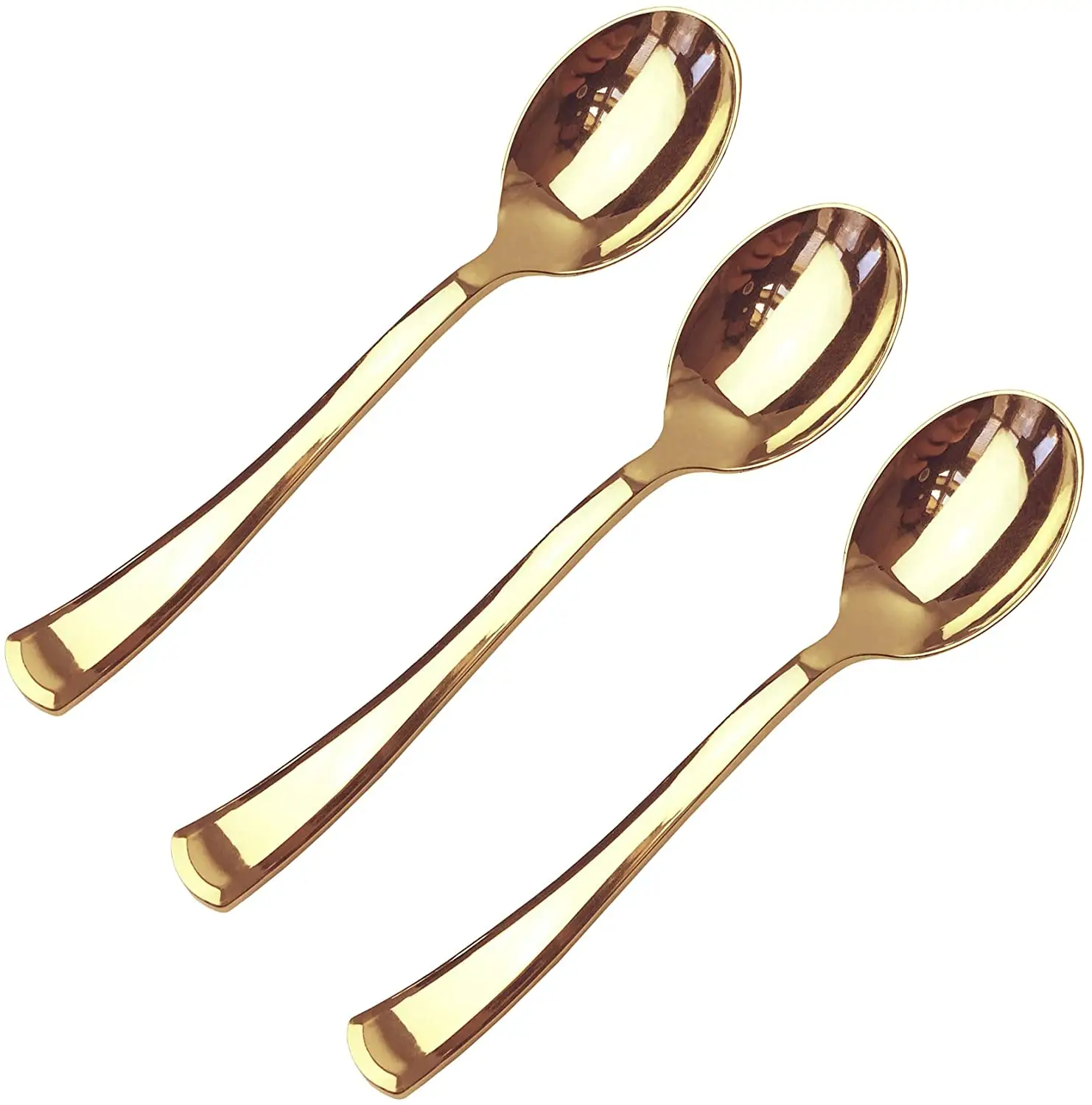 Disposable Gold Plastic Spoon Cutlery Flatware Set Heavy Duty Utensils for Party