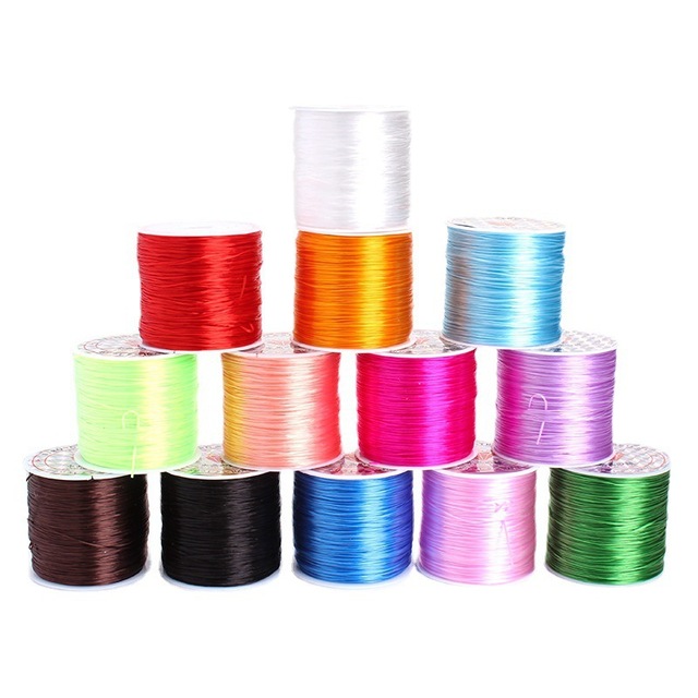0.7mm Pink Blue Stretched Crystal Beading Line String for Beads Bracelet DIY Jewelry Making Flat Transparent Elastic Cord
