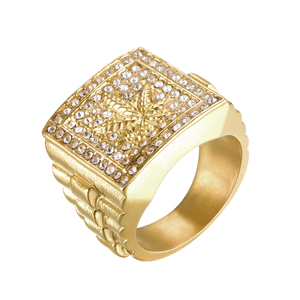 Craft Wolf Bague Feuille d'érable en Argent Plaqué Or, Diamant Moissanite, Tendance Hip-Hop, Style Européen Américain, Produit d'Usine Transfrontalier - Product Image 2